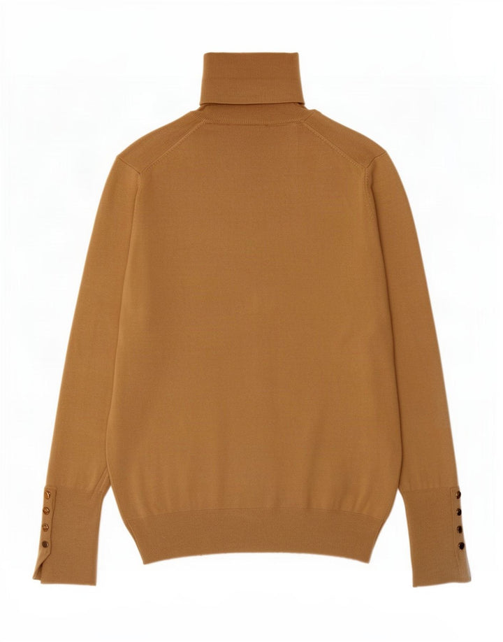 Zara Womens Roll Neck Jumper Sweater UK 12 Medium Beige Viscose