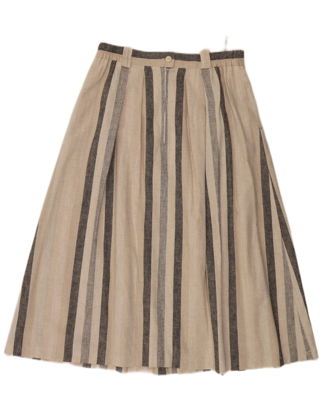 Peter Hahn Womens A-Line Skirt IT 42 Medium W30  Beige Striped Cotton