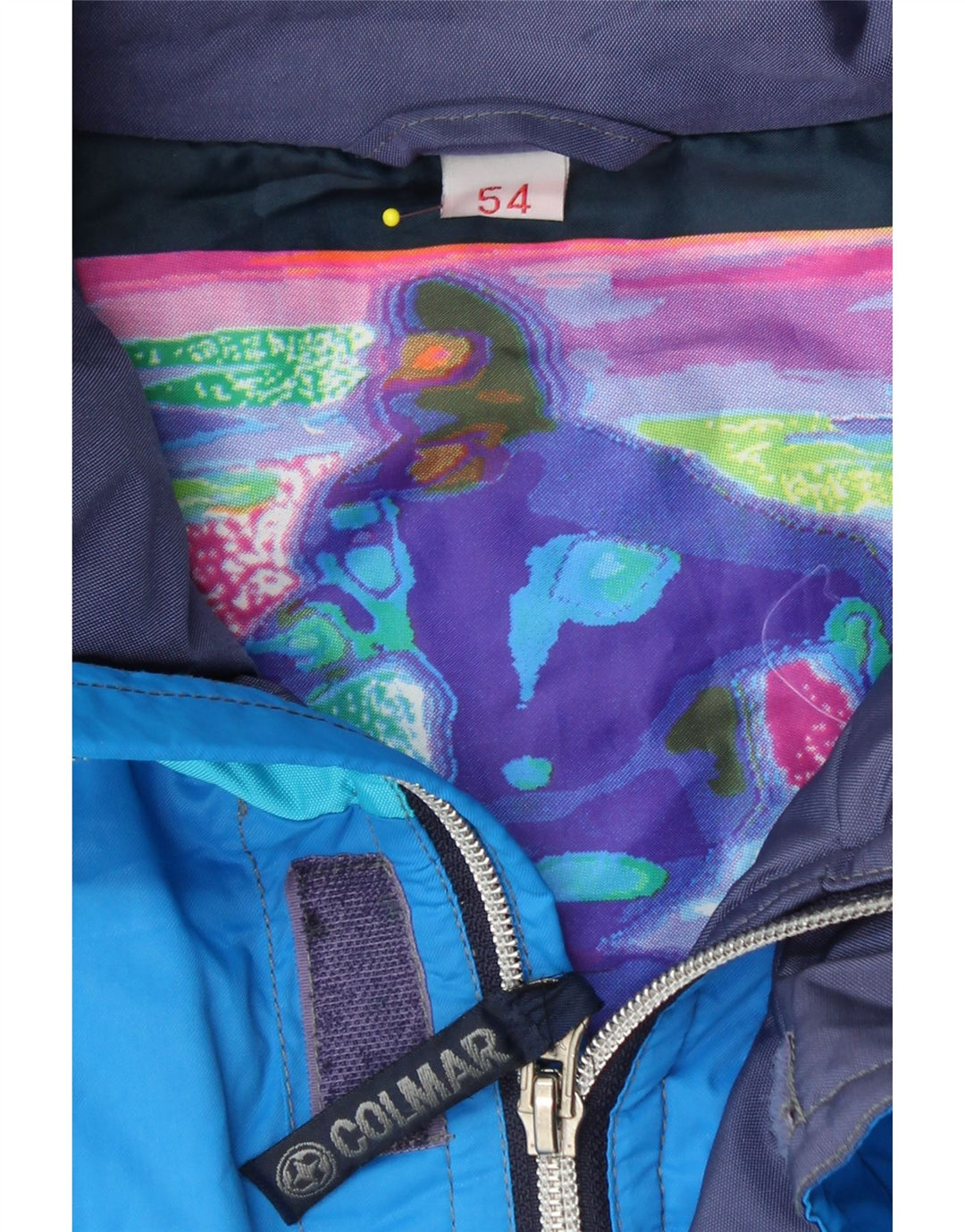 COLMAR Mens Graphic Ski Jacket IT 54 XL Blue Colourblock Polyamide