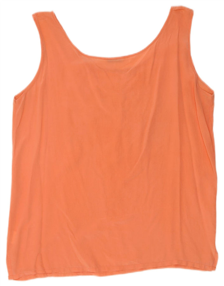 Vintage Womens Sleeveless Blouse Top UK 16 Large Orange Silk