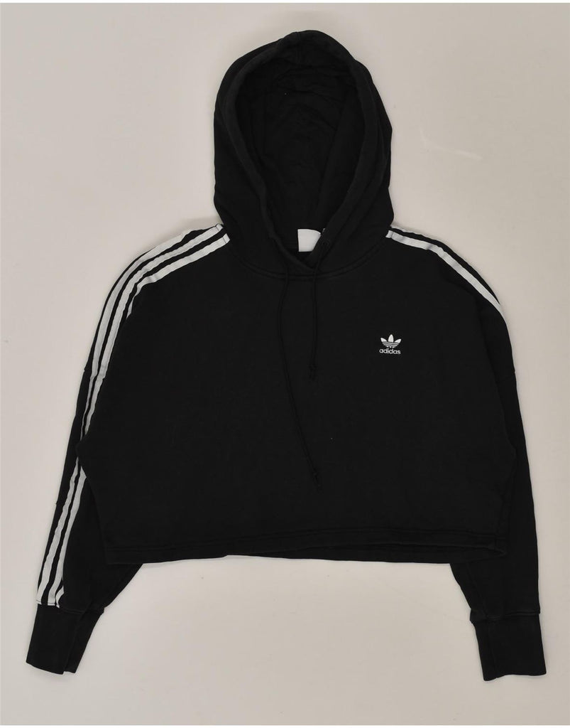 ADIDAS Womens Oversized Hoodie Jumper UK 12 Medium Black Cotton | Vintage Adidas | Thrift | Second-Hand Adidas | Used Clothing | Messina Hembry 