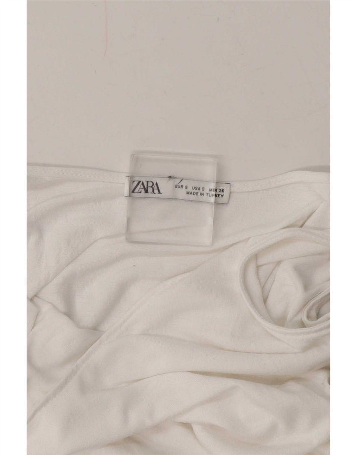 Zara Womens Crop Sleeveless Blouse Top UK 10 Small White