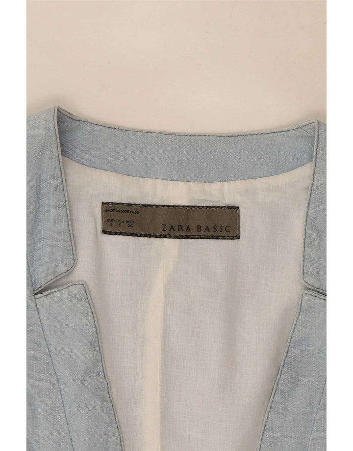 Zara Womens OPEN Waistcoat UK 10 Small Blue