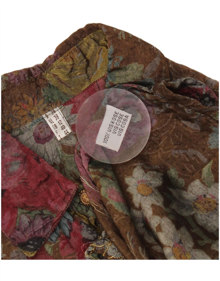 Vintage Womens Shirt Blouse UK 12 Medium Multicoloured Floral Viscose