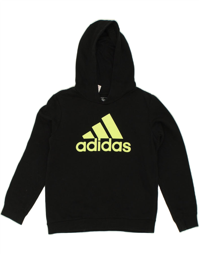 ADIDAS Boys Graphic Hoodie Jumper 11-12 Years Medium  Black Cotton | Vintage Adidas | Thrift | Second-Hand Adidas | Used Clothing | Messina Hembry 