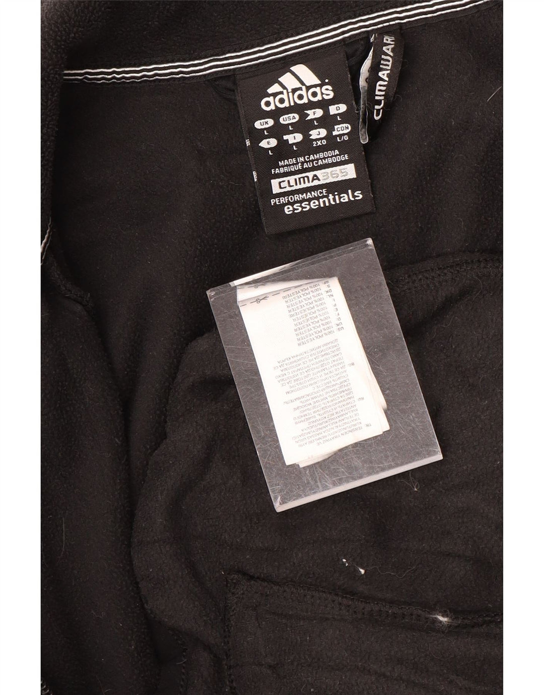 Adidas Mens Clima 365 Fleece Jacket UK 40 Large Black Polyester