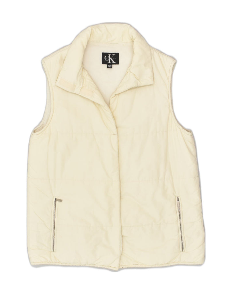 CALVIN KLEIN Womens Padded Gilet EU 40 Medium Off White Polyester | Vintage Calvin Klein | Thrift | Second-Hand Calvin Klein | Used Clothing | Messina Hembry 