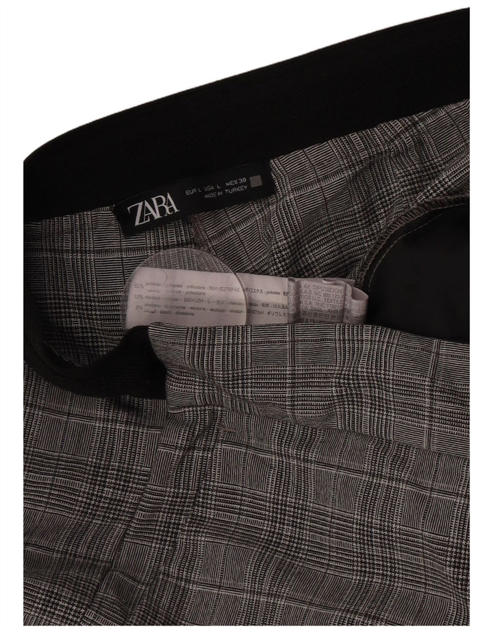 Zara Womens Straight Suit Trousers Large W32 L28 Grey Check Polyester