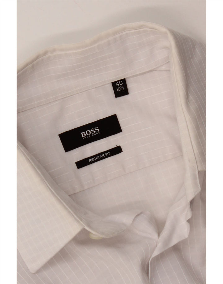 HUGO BOSS Mens Regular Fit Shirt Size 40 15 3/4 Medium White Gingham