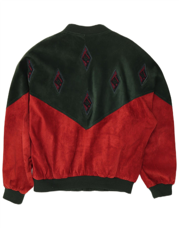 MONTES Mens Bomber Jacket IT 54 2XL Red Colourblock Polyester