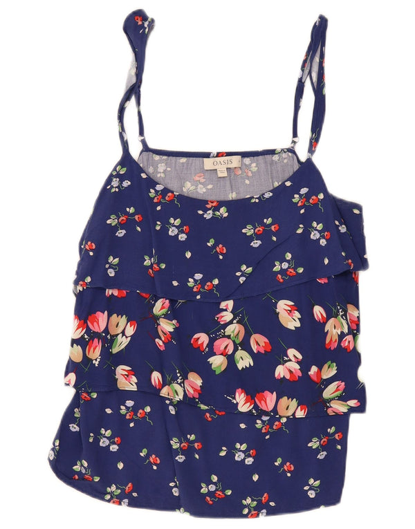 Oasis Womens Cami Top UK 14 Medium Blue Floral Viscose