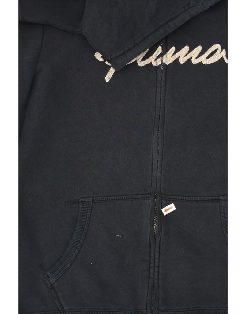 PUMA Womens Graphic Zip Hoodie Sweater UK 14 Large Navy Blue Vintage Puma and Second-Hand Puma from Messina Hembry 