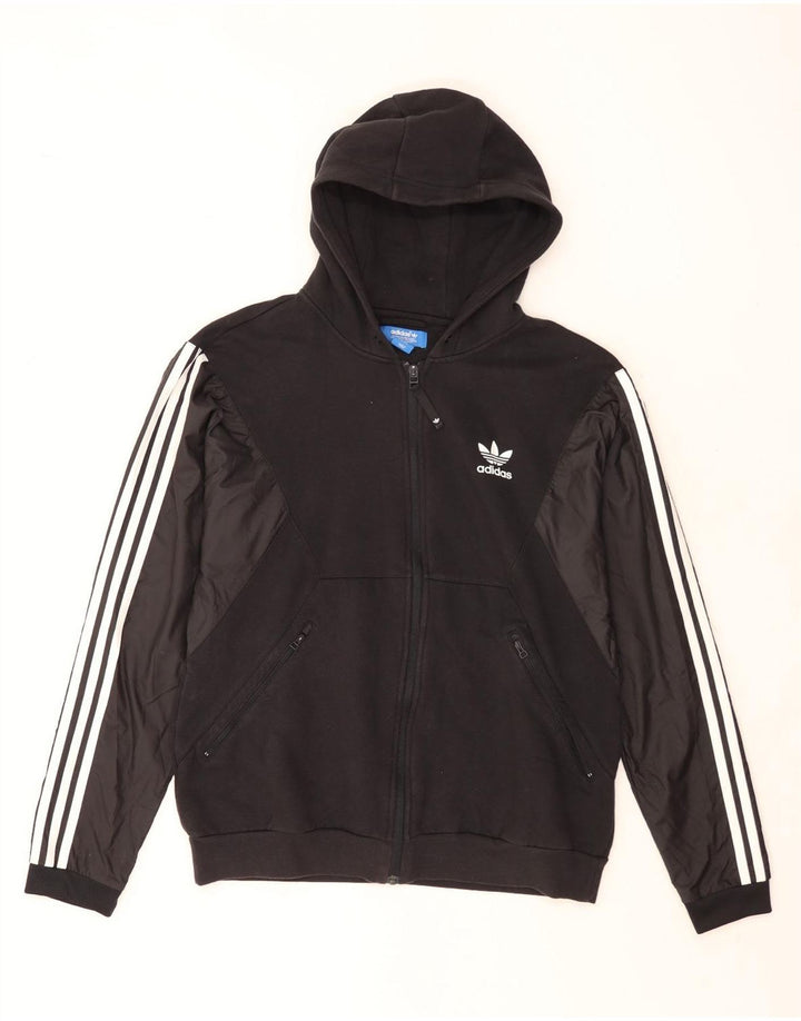 Adidas Mens Zip Hoodie Sweater Large Black Cotton