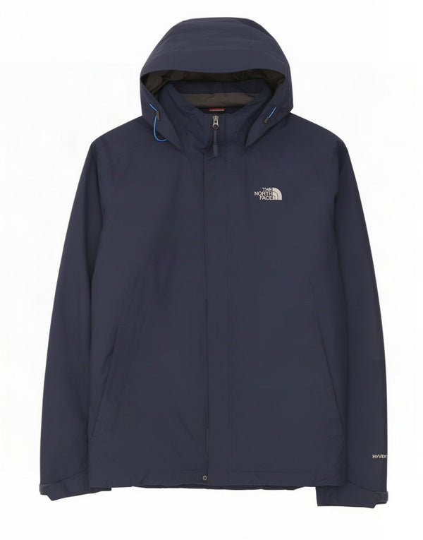 The North Face Mens Hooded Rain Jacket UK 40 Large Navy Blue Nylon