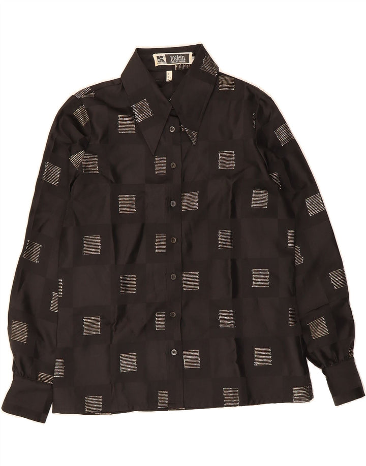 VINTAGE Womens Shirt Blouse IT 44 Medium Black Geometric Vintage Vintage and Second-Hand Vintage from Messina Hembry 