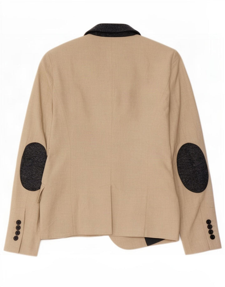 Zara Womens 1 Button Blazer Jacket UK 12 Medium Beige