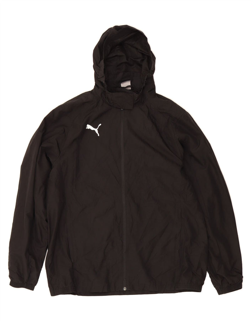 PUMA Mens Hooded Rain Jacket UK 40 Large Black Polyester Vintage Puma and Second-Hand Puma from Messina Hembry 