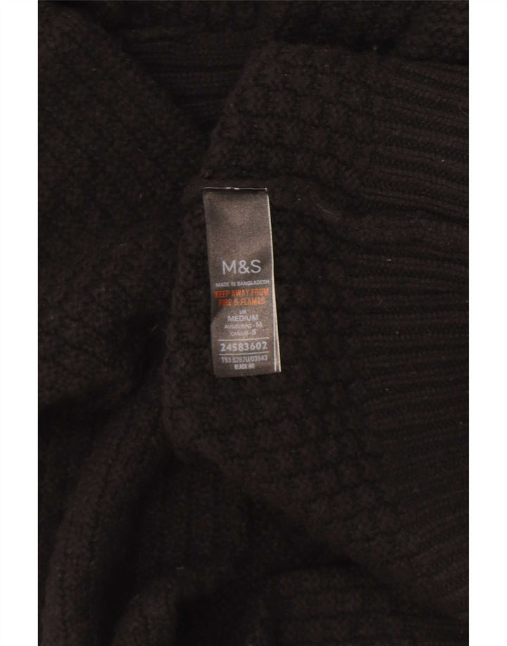 Marks & Spencer Womens Crop Open Cardigan Sweater UK 12 Medium Black