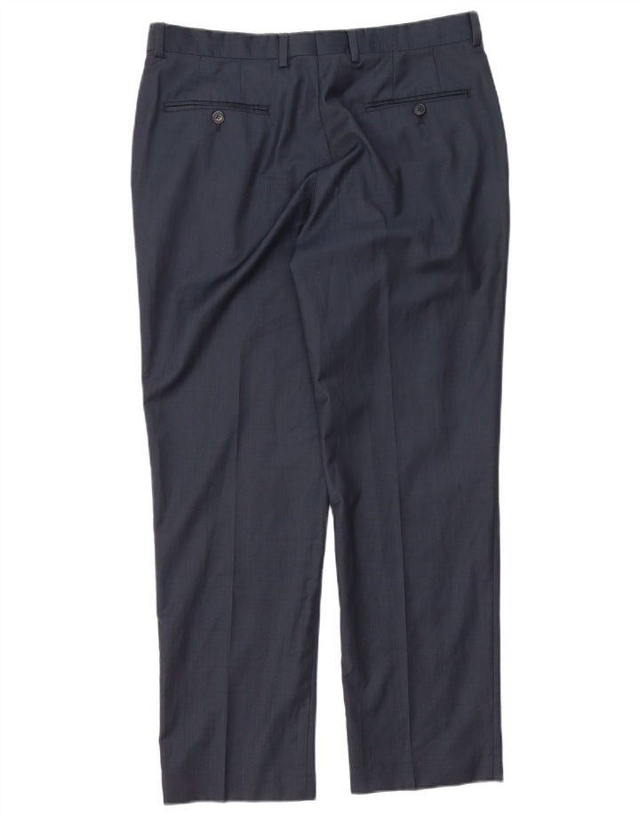 Marks & Spencer Mens Autograph Straight Suit Trousers W34 L29 Navy Blue