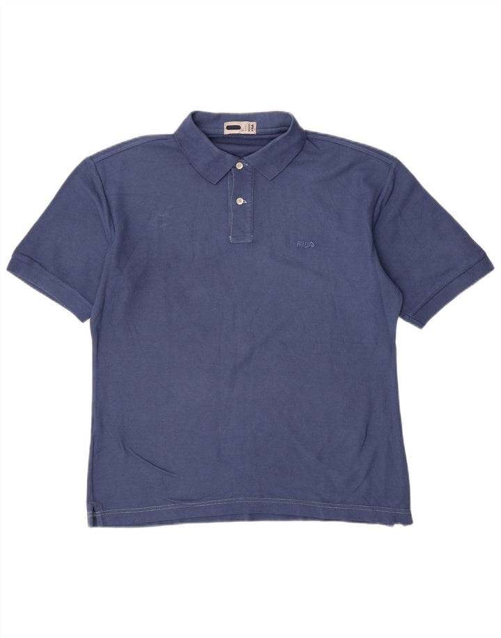 FILA Mens Polo Shirt IT 48 Medium Navy Blue Cotton