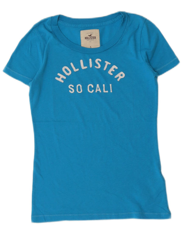 Hollister Womens Graphic T-Shirt Top UK 8 Small Blue Cotton