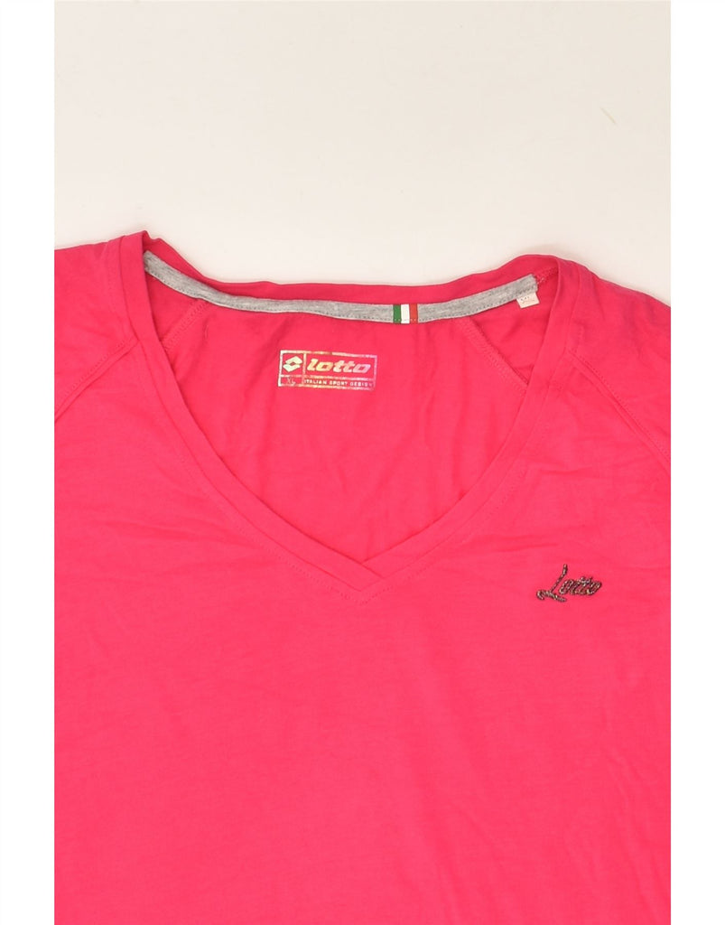 LOTTO Womens T-Shirt Top UK 18 XL Pink Cotton | Vintage Lotto | Thrift | Second-Hand Lotto | Used Clothing | Messina Hembry 