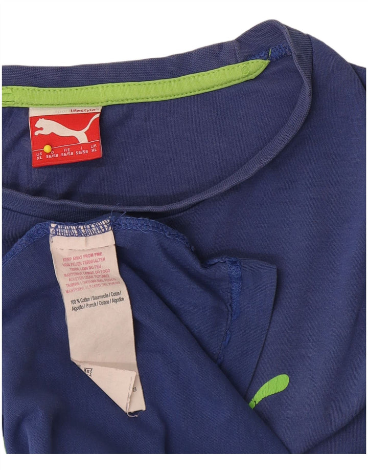 Puma Mens Graphic T-Shirt Top XL Blue Cotton