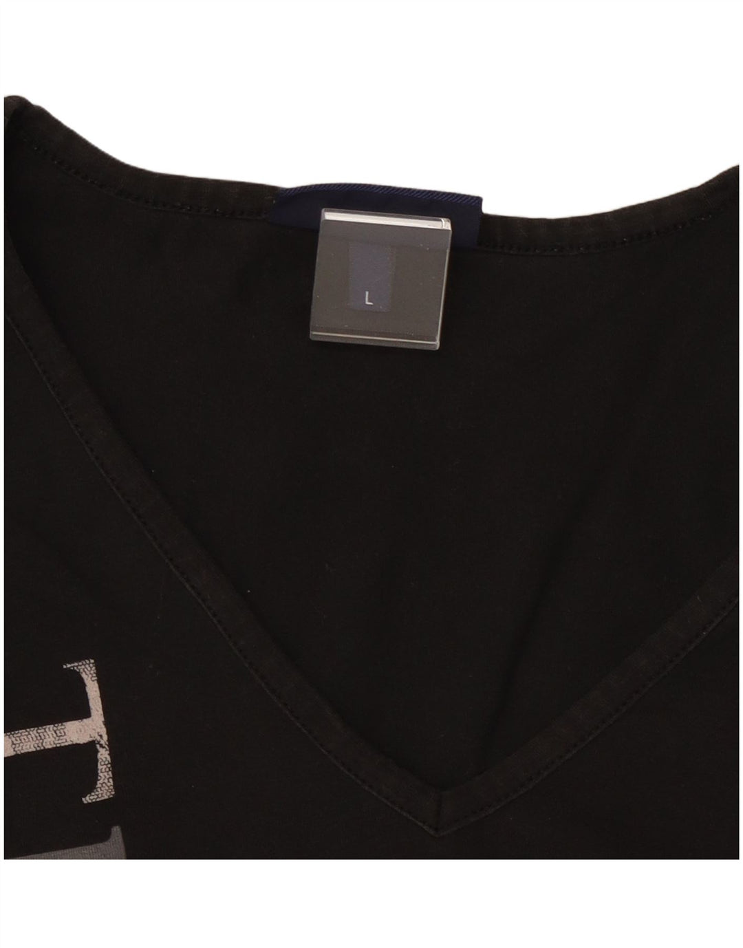 TRUSSARDI JEANS Womens Crop Graphic Top Long Sleeve UK 14 Large Black