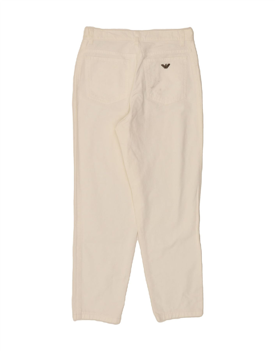 ARMANI Womens Straight Casual Trousers  W31 L27 White Cotton Vintage Armani and Second-Hand Armani from Messina Hembry 