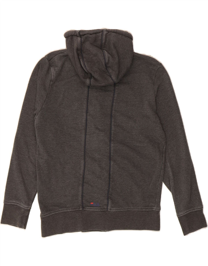 FILA Mens Graphic Zip Hoodie Sweater Small Grey Cotton Vintage Fila and Second-Hand Fila from Messina Hembry 