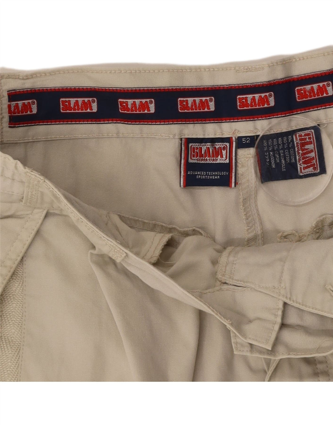 SLAM Mens Cargo Shorts IT 52 XL W38 Beige Cotton