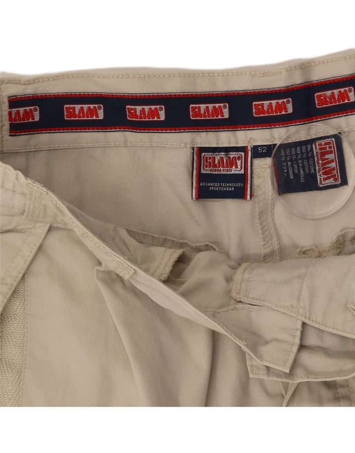 SLAM Mens Cargo Shorts IT 52 XL W38 Beige Cotton