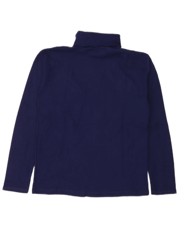 Vintage Womens Roll Neck Top Long Sleeve IT 46 Large Navy Blue Acrylic