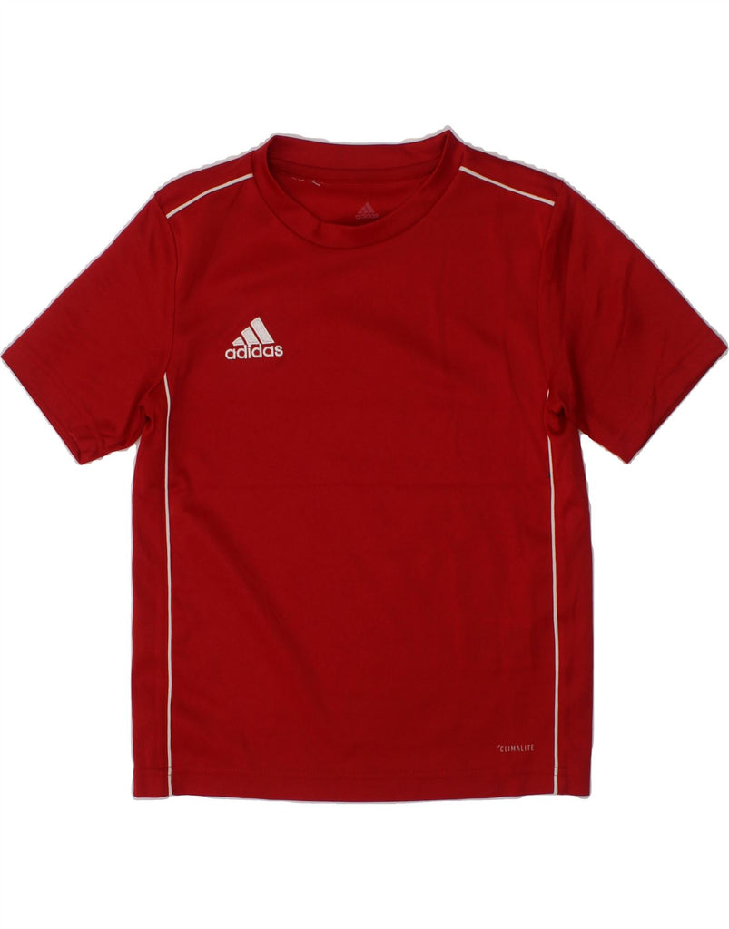 ADIDAS Boys Climalite T-Shirt Top 7-8 Years XS Red Polyester Vintage Adidas and Second-Hand Adidas from Messina Hembry 