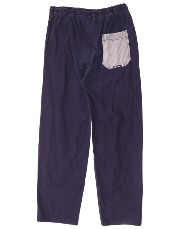 Macho Mens Tapered Casual Trousers W32 L30 Navy Blue Colourblock Cotton