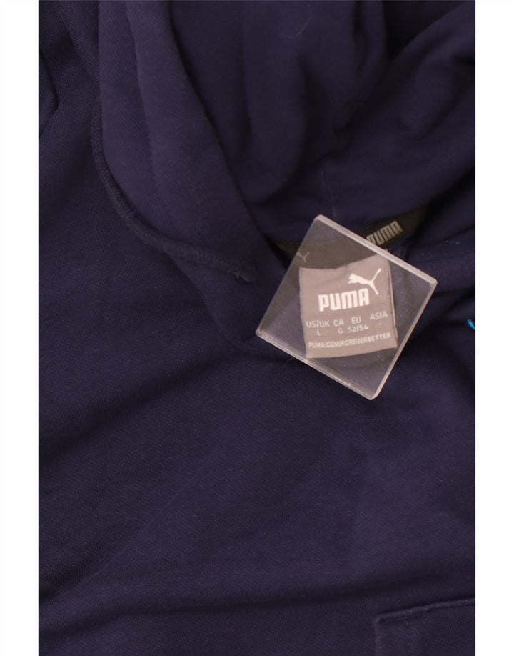 PUMA Mens Graphic Hoodie Jumper Large Navy Blue