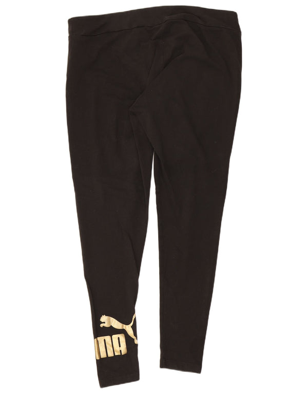 Puma Womens Graphic Leggings UK 18 XL Black Cotton