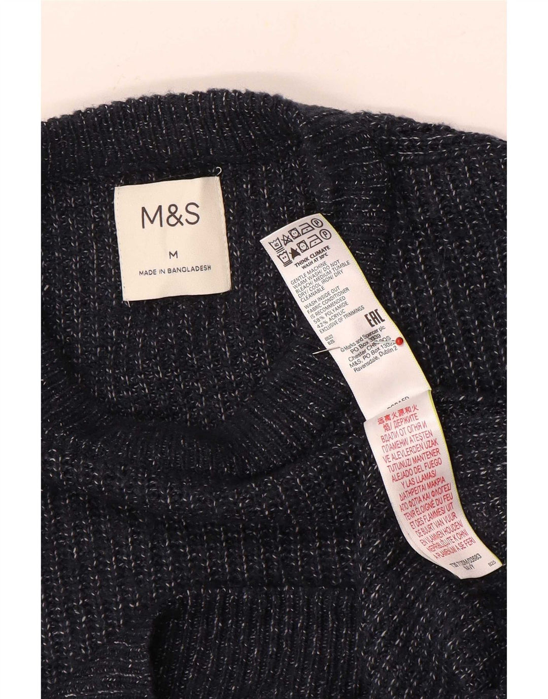 Marks & Spencer Mens Crew Neck Jumper Sweater Medium Navy Blue Flecked