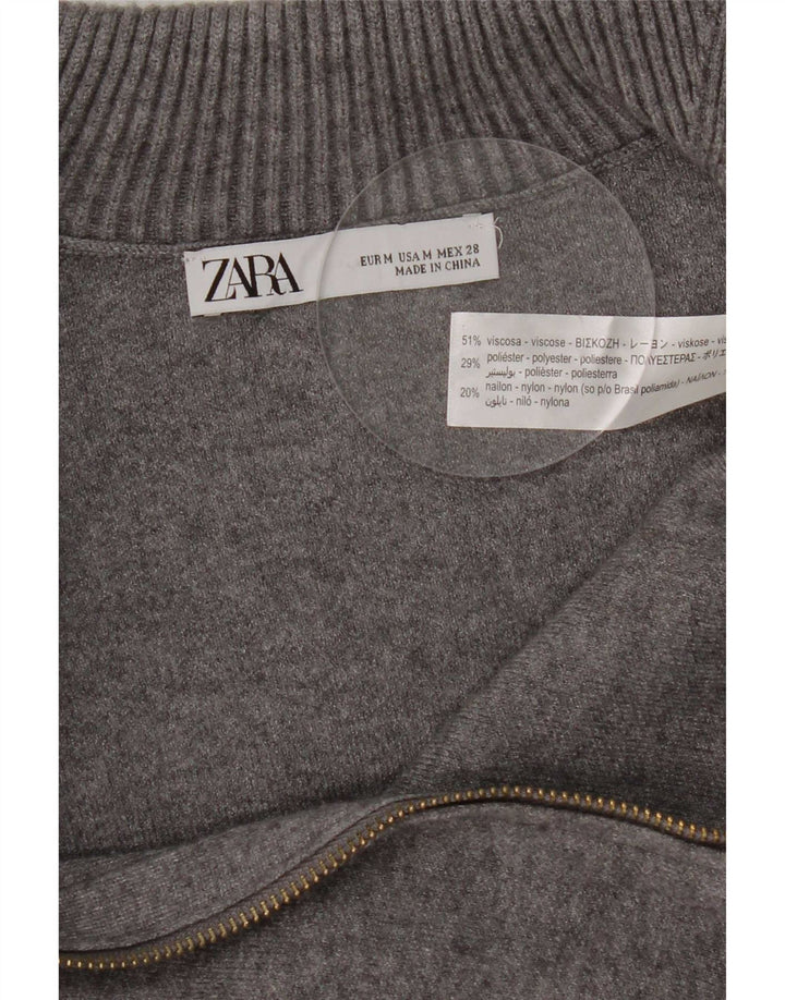 Zara Womens Cardigan Sweater UK 12 Medium Grey Viscose