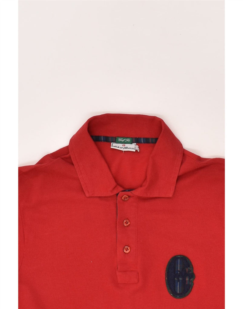 CONTE OF FLORENCE Mens Long Sleeve Polo Shirt Small Red Cotton | Vintage Conte of Florence | Thrift | Second-Hand Conte of Florence | Used Clothing | Messina Hembry 