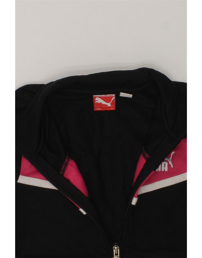 PUMA Girls Tracksuit Top Jacket 5-6 Years Black Polyester | Vintage Puma | Thrift | Second-Hand Puma | Used Clothing | Messina Hembry 