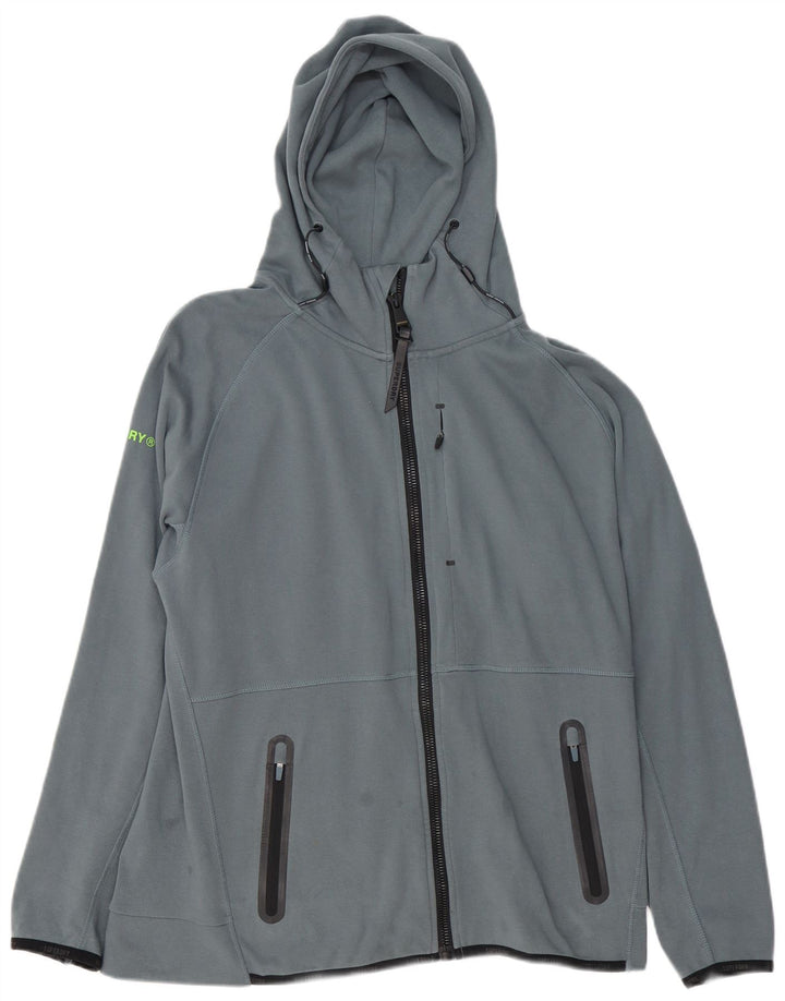 Superdry Mens Zip Hoodie Sweater XL Blue Cotton