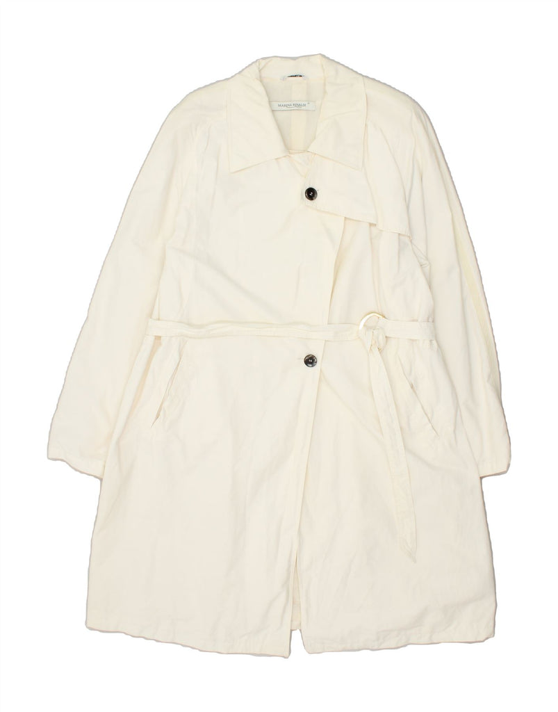 MARINA RINALDI Womens Trench Coat Size 21 Small Off White Cotton | Vintage Marina Rinaldi | Thrift | Second-Hand Marina Rinaldi | Used Clothing | Messina Hembry 