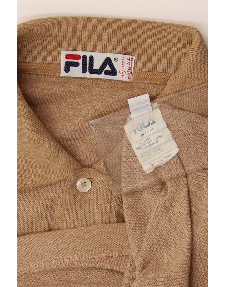 FILA Mens Polo Shirt IT 48 Medium Brown Flecked Cotton