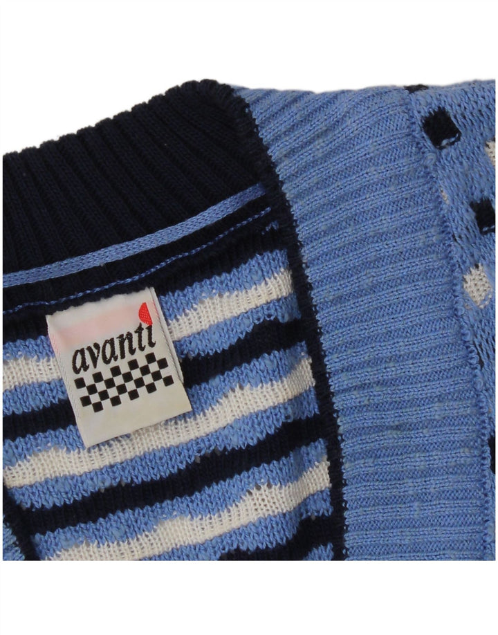 C&A Womens V-Neck Jumper Sweater IT 48/50 XL Blue Check Cotton