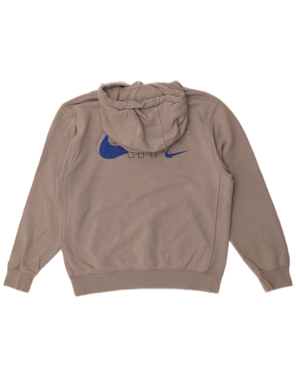 Nike Womens Graphic Oversized Hoodie Jumper UK 10 Small Grey Cotton