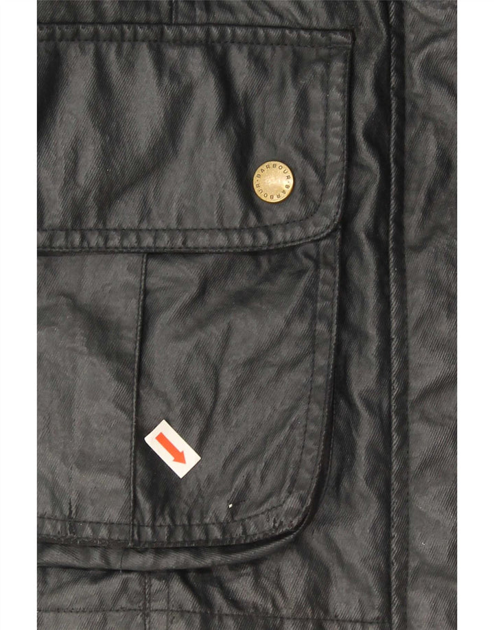 Barbour Womens Faux Leather Military Jacket UK 14 Large Black Polyester
