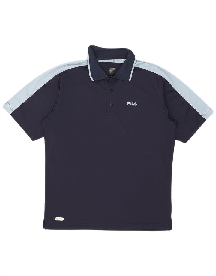 Fila Mens Polo Shirt Large Navy Blue Colourblock