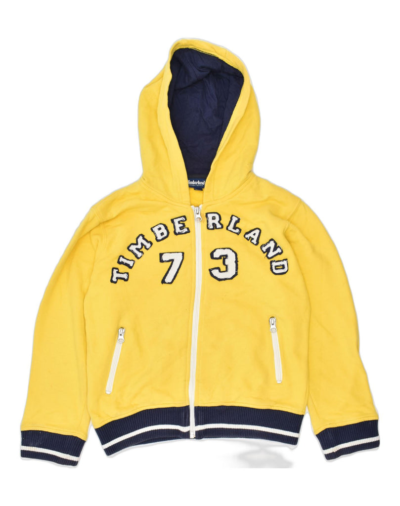 TIMBERLAND Boys Graphic Zip Hoodie Sweater 7-8 Years Yellow Cotton | Vintage | Thrift | Second-Hand | Used Clothing | Messina Hembry 