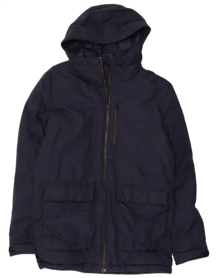 ADIDAS Mens Hooded Padded Jacket UK 36 Small Navy Blue Nylon